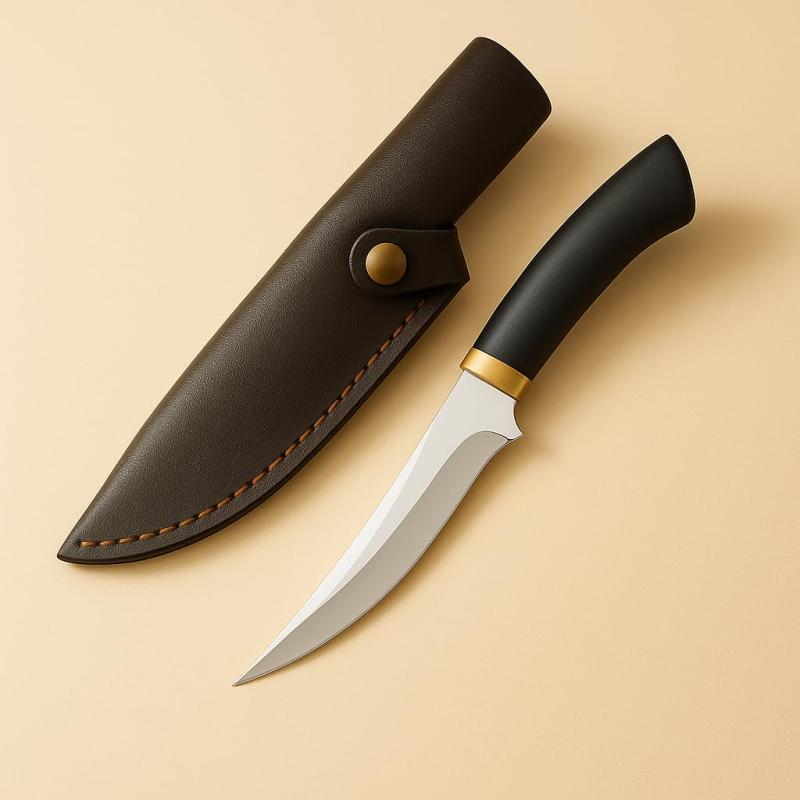 Highlights Key Features Immediately: Groups the most important selling points: "Hand-Sharpened Forged Stainless Steel Blade" and "Ergonomic ABS Handle."