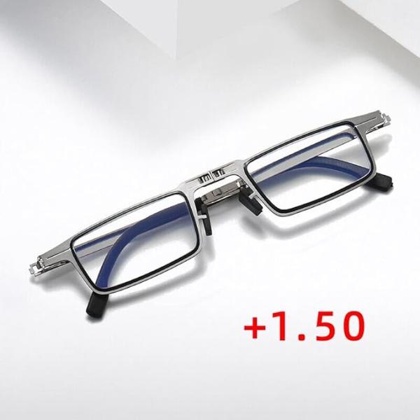Additional Image - Anti Eyestrain Reading Glasses: Foldable, Screwless Design with Blue Light Filter | Unisex Rectangular Frame | Includes Protective Case