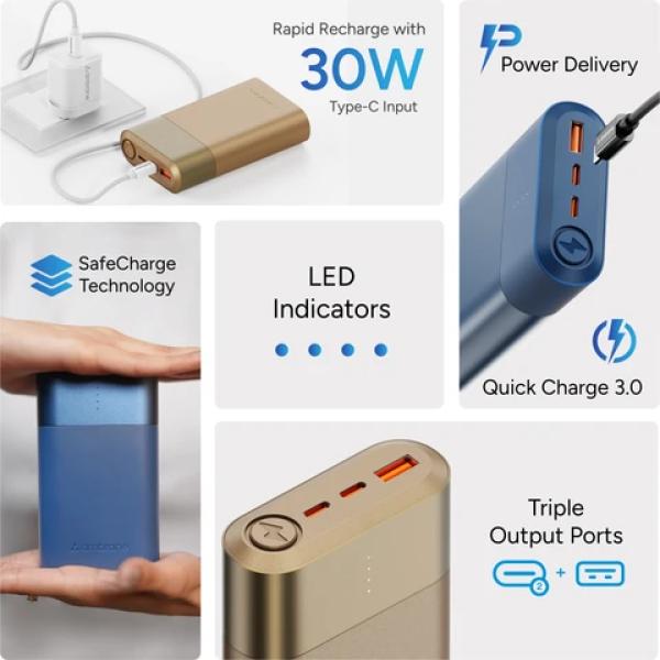 Additional Image - Brand and Core Specs First: Opens with "Ambrane 20000mAh 33W Power Bank" – the most critical information for buyers.