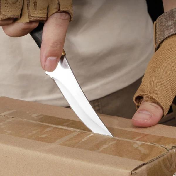 Additional Image - Highlights Key Features Immediately: Groups the most important selling points: "Hand-Sharpened Forged Stainless Steel Blade" and "Ergonomic ABS Handle."